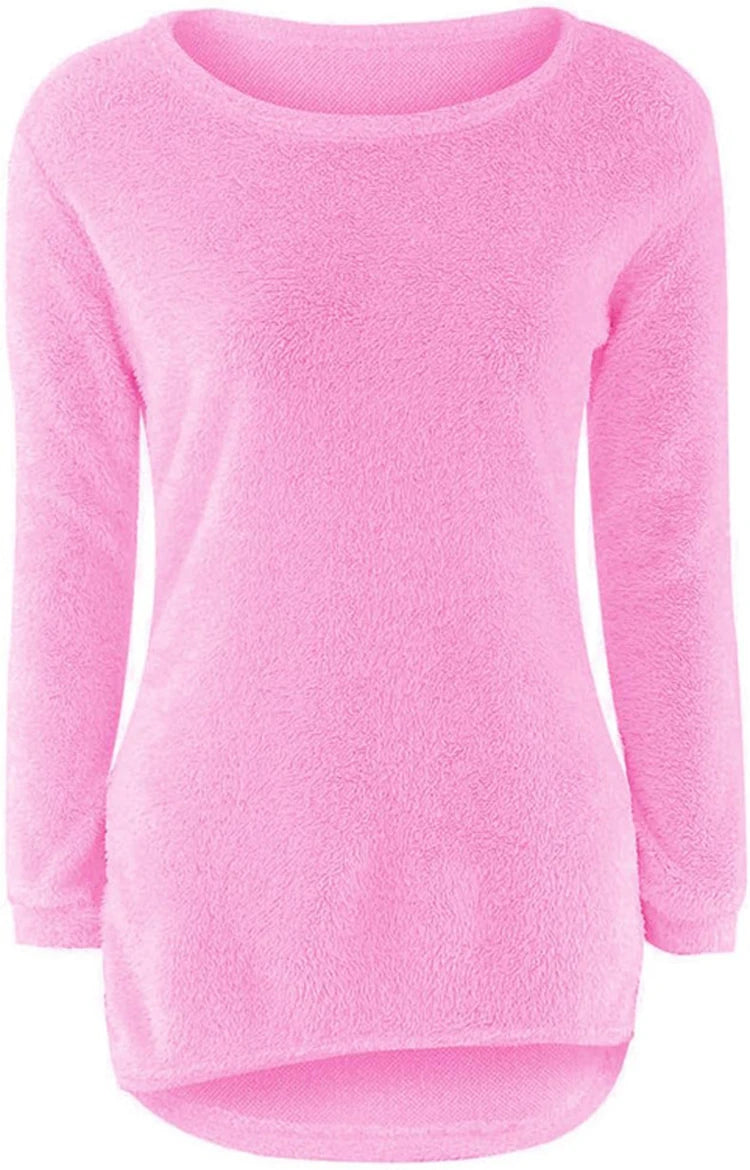 2024 Women Warm Sweaters Solid Color O Neck Loose Knitted Pullover Long Sweater Casual Blouse Lady Hipster Comfortable Clothing