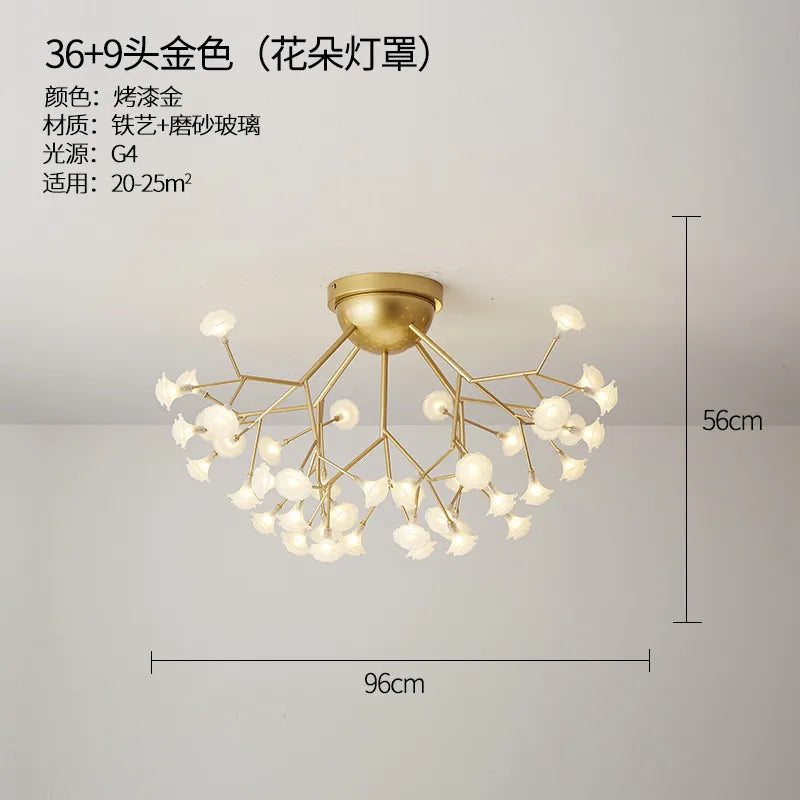 LED tree branch chandelier Firefly art deco lamp Hanging flower chandelier for Living room designer round chandelier lighting
