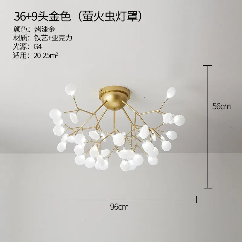 LED tree branch chandelier Firefly art deco lamp Hanging flower chandelier for Living room designer round chandelier lighting