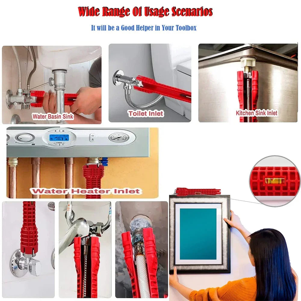 5/6/7/8 In 1 Multi-function Plumber Key Flume Sink Wrench Pipe Maintenance Household Plumbing Tool Sets for Bathroom Kitchen