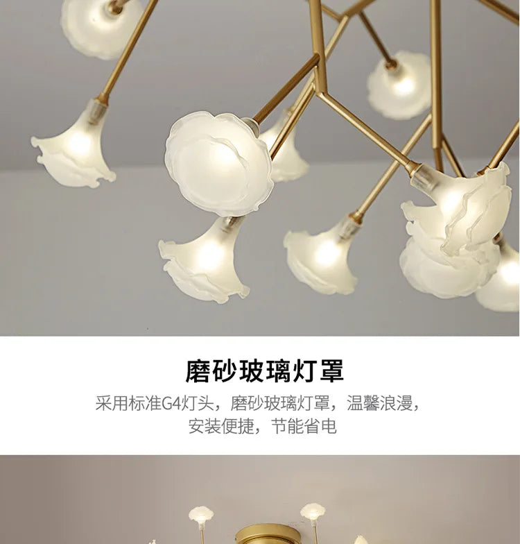 LED tree branch chandelier Firefly art deco lamp Hanging flower chandelier for Living room designer round chandelier lighting