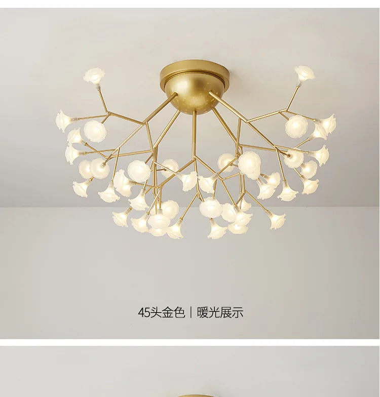 LED tree branch chandelier Firefly art deco lamp Hanging flower chandelier for Living room designer round chandelier lighting