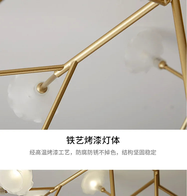 LED tree branch chandelier Firefly art deco lamp Hanging flower chandelier for Living room designer round chandelier lighting