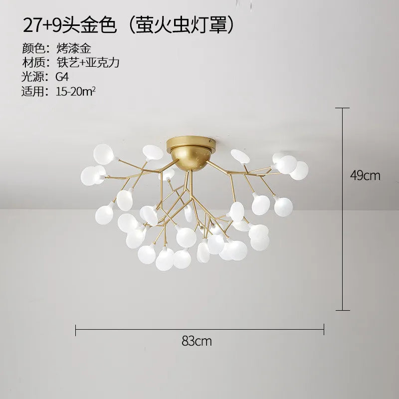 LED tree branch chandelier Firefly art deco lamp Hanging flower chandelier for Living room designer round chandelier lighting