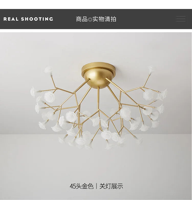 LED tree branch chandelier Firefly art deco lamp Hanging flower chandelier for Living room designer round chandelier lighting