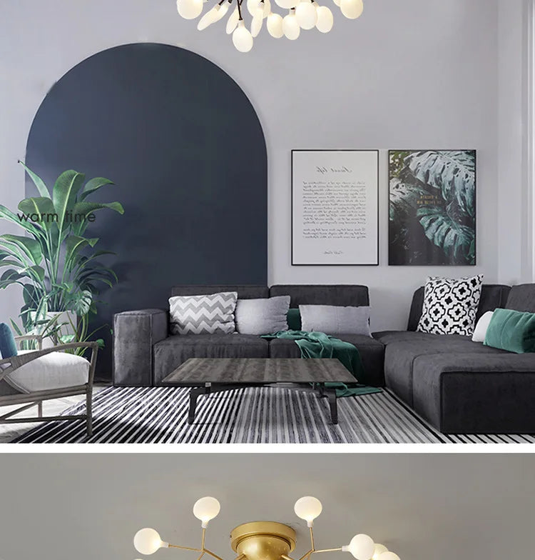 LED tree branch chandelier Firefly art deco lamp Hanging flower chandelier for Living room designer round chandelier lighting