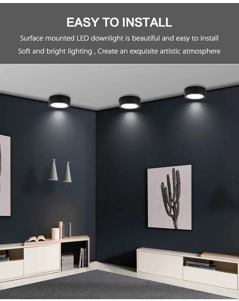 LED Downlight Modern Ceiling Lamp Surface Mounted Spot Led 3W 5W 7W 9W 12W 15W 18W Ultra Thin Bedroom Living Room Lighting 220V
