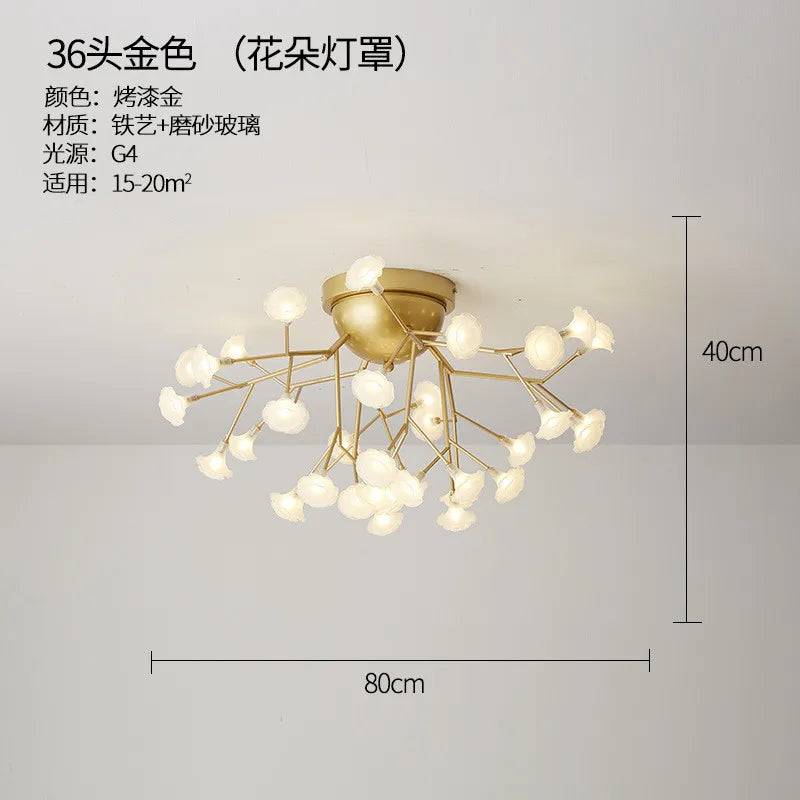 LED tree branch chandelier Firefly art deco lamp Hanging flower chandelier for Living room designer round chandelier lighting