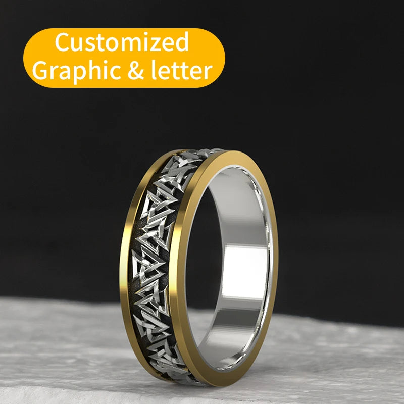 925 Silver Nordic Viking  Ring Trendy Valknut  Ring Silver welding copper rune Tail Ring Fashion Jewelry