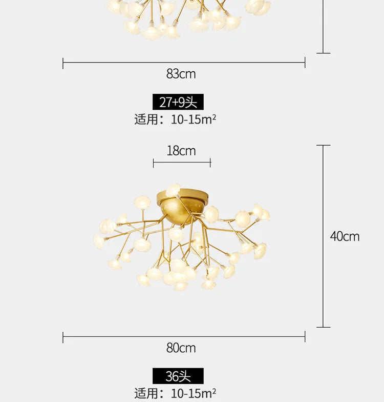 LED tree branch chandelier Firefly art deco lamp Hanging flower chandelier for Living room designer round chandelier lighting