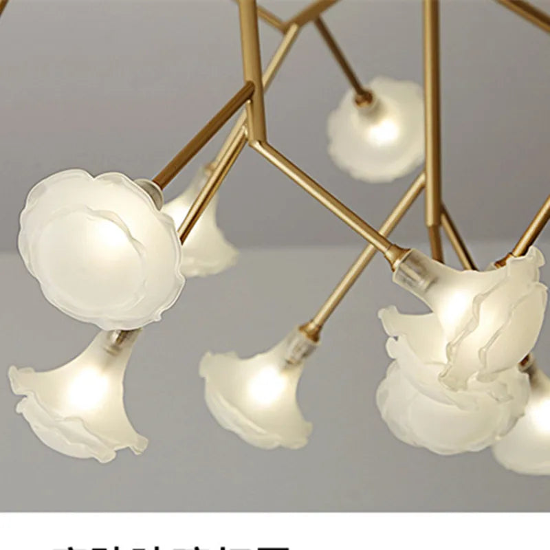 LED tree branch chandelier Firefly art deco lamp Hanging flower chandelier for Living room designer round chandelier lighting