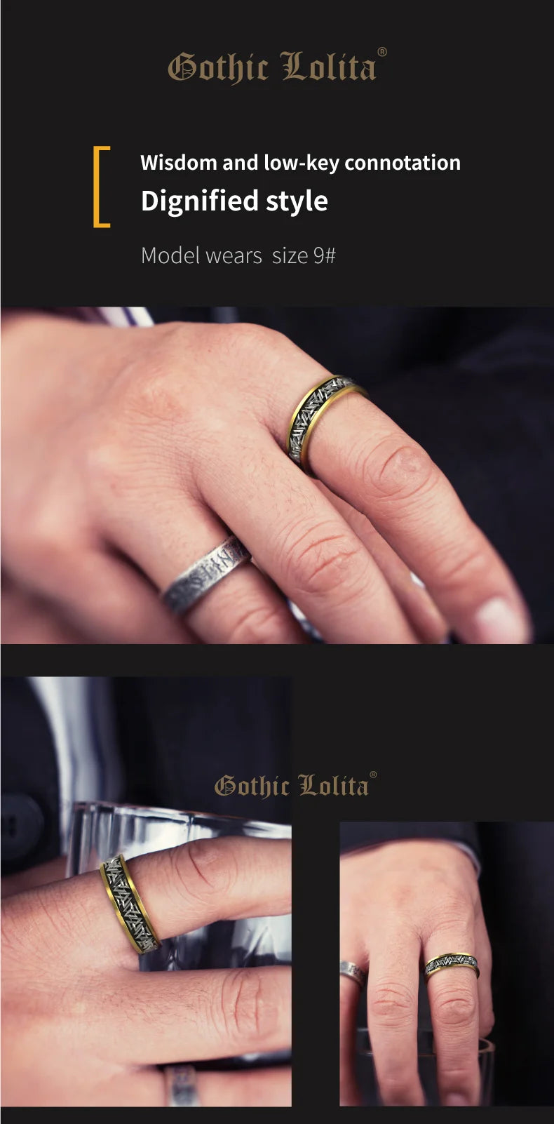 925 Silver Nordic Viking  Ring Trendy Valknut  Ring Silver welding copper rune Tail Ring Fashion Jewelry