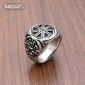 Punk 316L Stainless Steel Vikings Slavic Wheel Amulet Ring Scandinavian Runic Vikings Rings  Jewelry