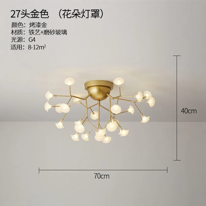 LED tree branch chandelier Firefly art deco lamp Hanging flower chandelier for Living room designer round chandelier lighting