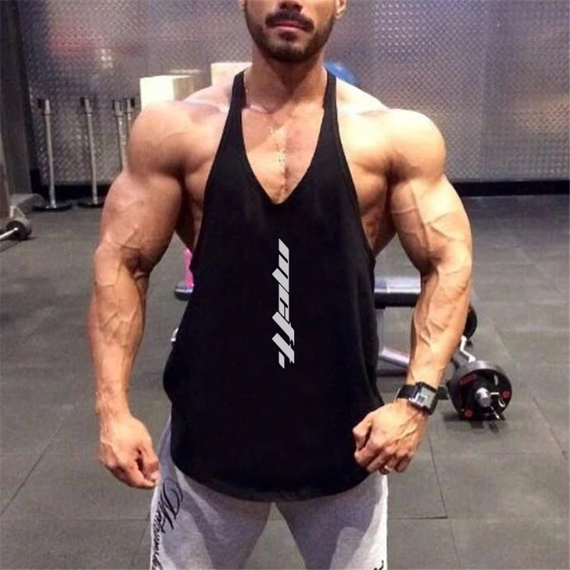 Mens Gym Clothing Bodybuilding Tank Tops Fitness Training Sleeveless Shirt Cotton Muscle Running Vest Casual Sports Singlets
