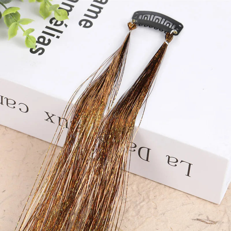 Hair Tinsel Glitter Braids High Temperature Fiber Bling Women's Tinsel Hair Strands In Braiders French Twist Hair Accessories