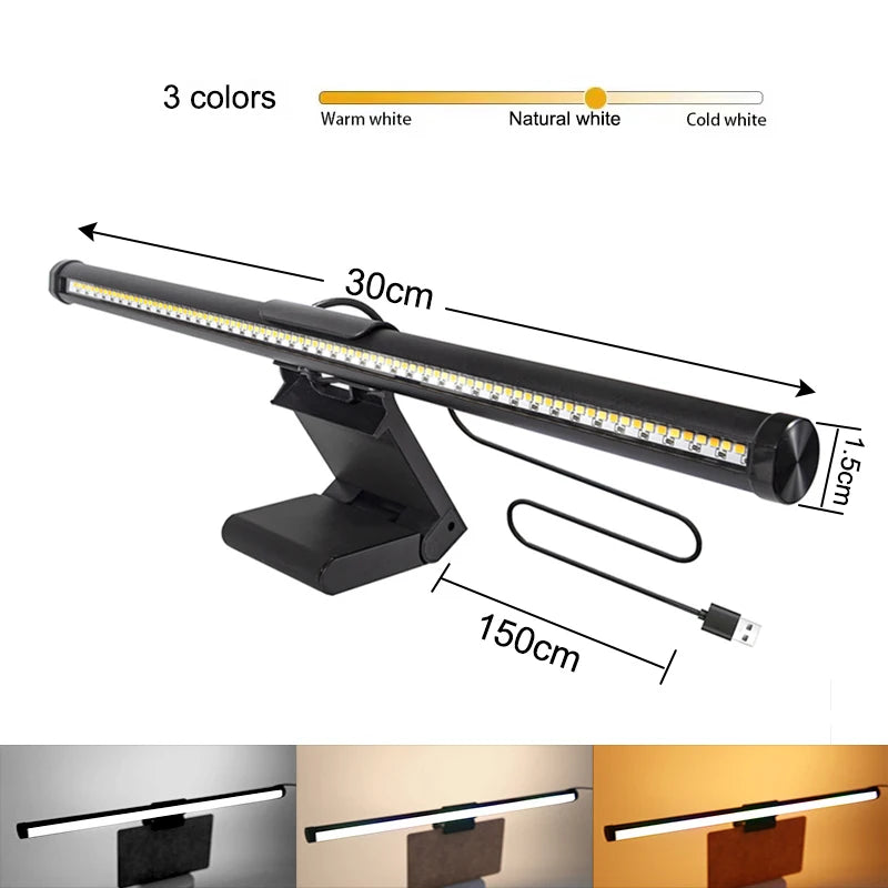 LED Desk Lamp Monitor Light Bar Eye-Care Stepless Dimming Lighting Table Lamp Computer Monitor Screen Light Bar for Work Gaming