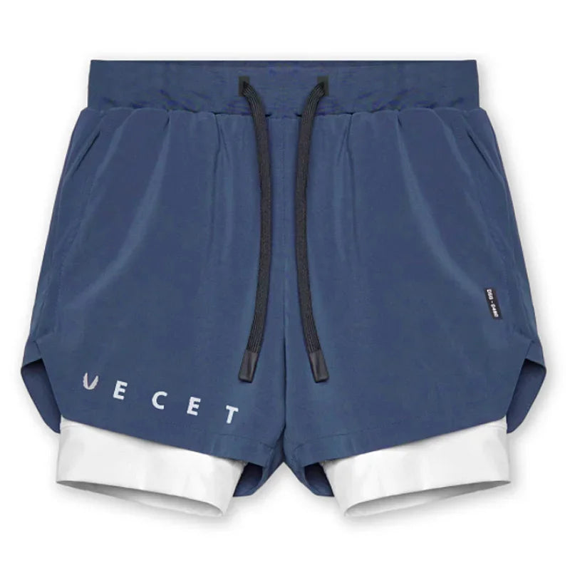 Mens Gyms Fitness 2 in 1 Quick Dry Shorts Summer Running Bodybuilding Jogging Casual Short Pants Workout Male Basketball Bottoms