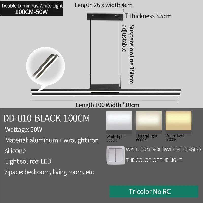 Nordic Pendent Light Double Lumens Chandelier LED Hanging Lamp for Dining Room Bedroom Living Room Home Decorative Lighting