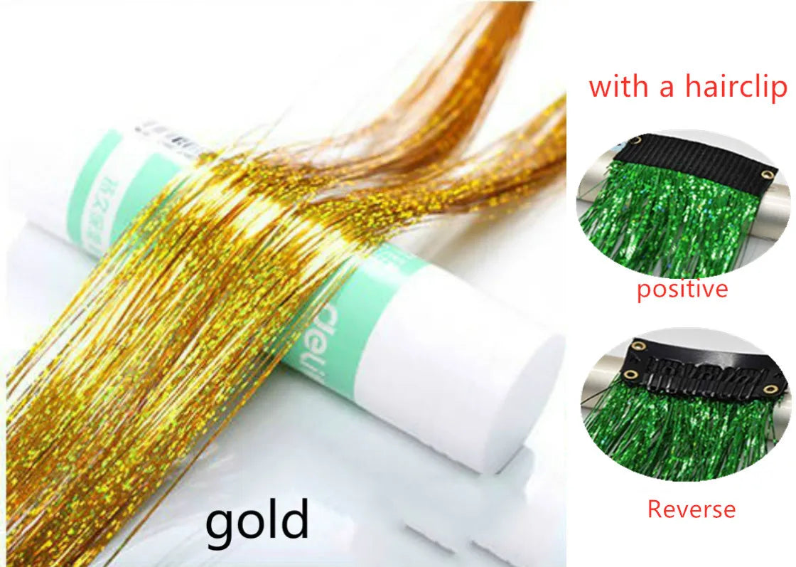 Hair Tinsel Glitter Braids High Temperature Fiber Bling Women's Tinsel Hair Strands In Braiders French Twist Hair Accessories