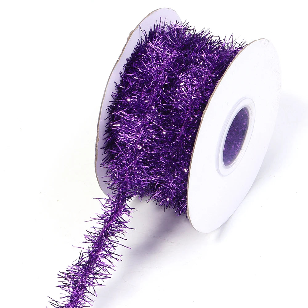 10Yards Gold Silver Wire Garland Tinsel Hanging Rattan Christmas Tree Decoration Xmas Wedding Birthday Party Colorful Ribbon