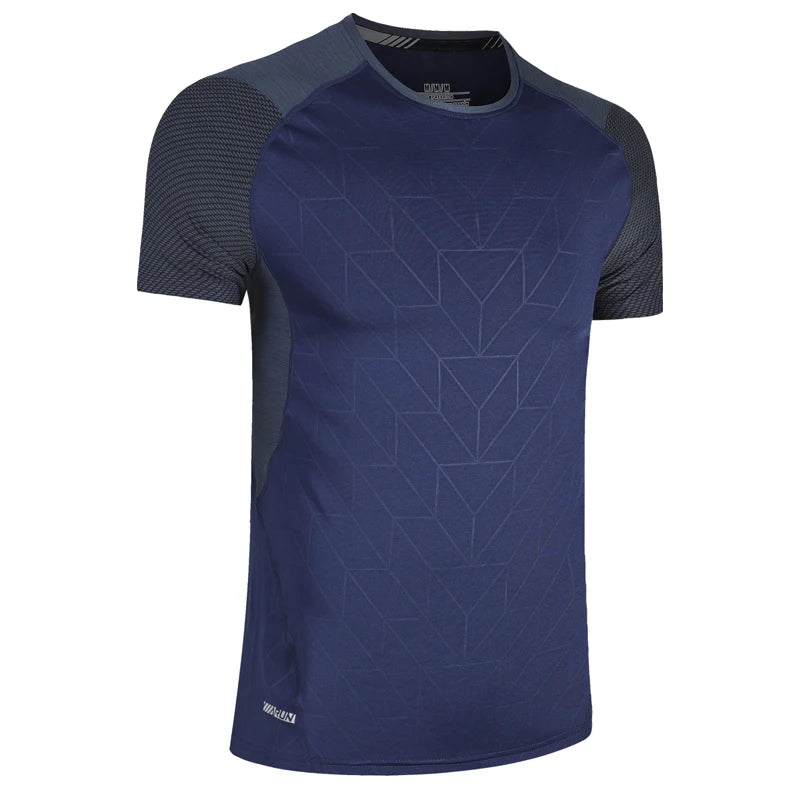 Mens Sport Tee Bodybuilding Gym Running Jogging Short Sleeves Fashion Patchwork Print Breathable Quick Drying Workout Shirts