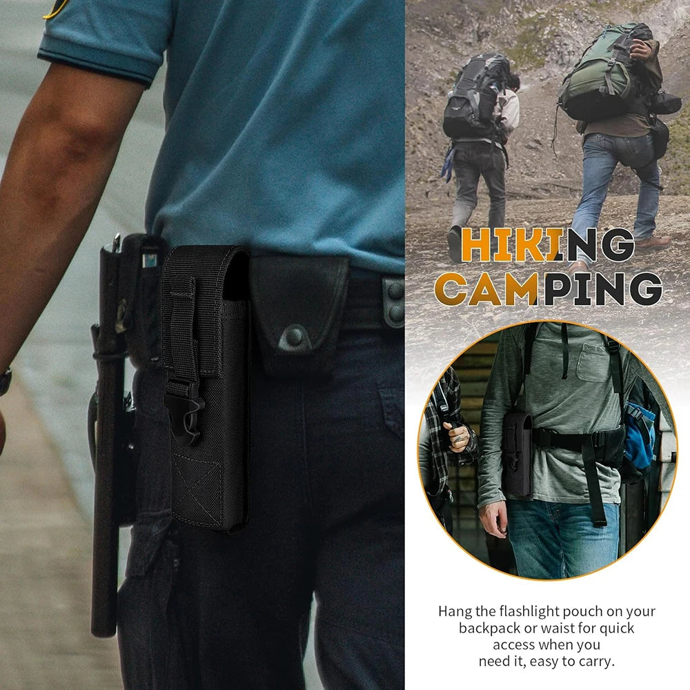 Tactical Flashlight Pouch Holster Molle Torch Holder Carry Case EDC Tool Waist Bag Outdoor Sport Camping Hunting Accessories