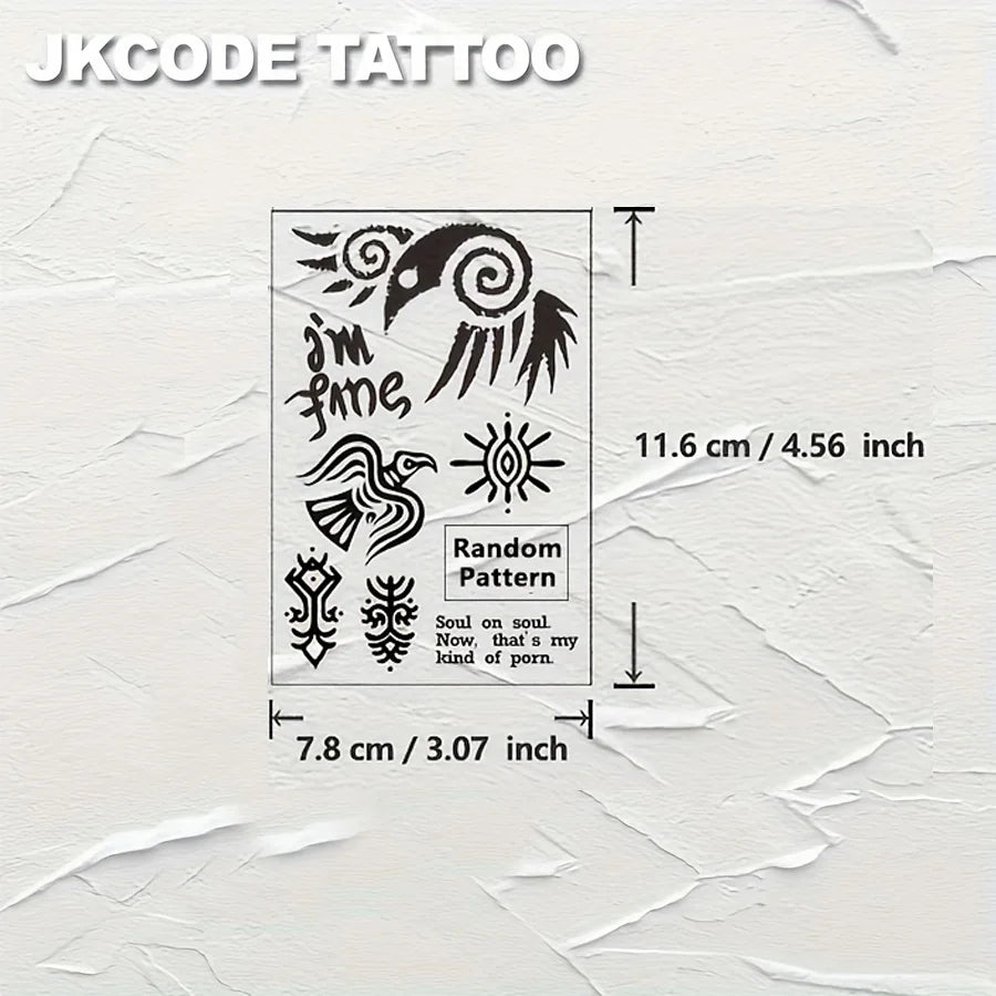 Waterproof Viking Ravens Tattoo, Hands, Cryptic Symbol Temporary Tattoos, Magic Tattoos, Lasts 1-2 Weeks, Tattoos for Man