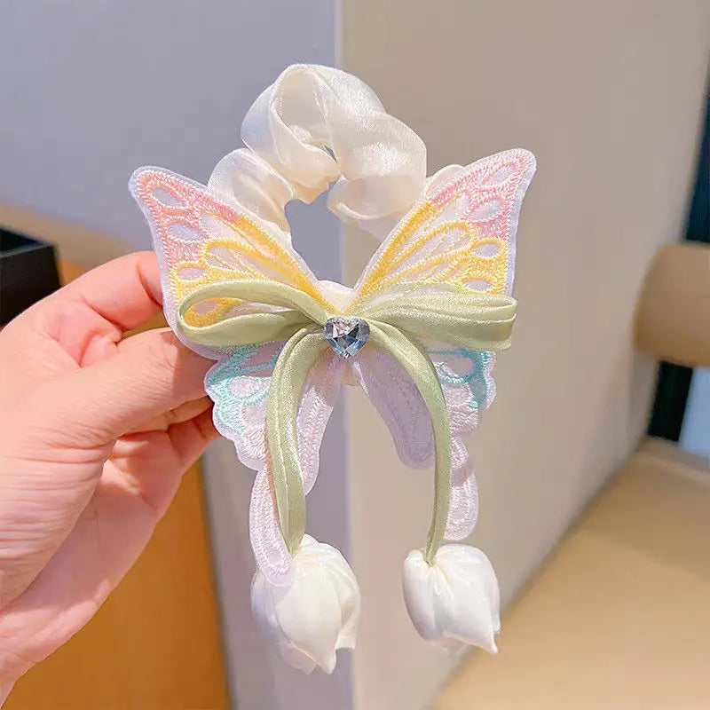 Cute Tulip Tassel Butterfly Elastic Hair Bands for Girls Kids Princess Hair Accessories Baby Headwear Hair Ties