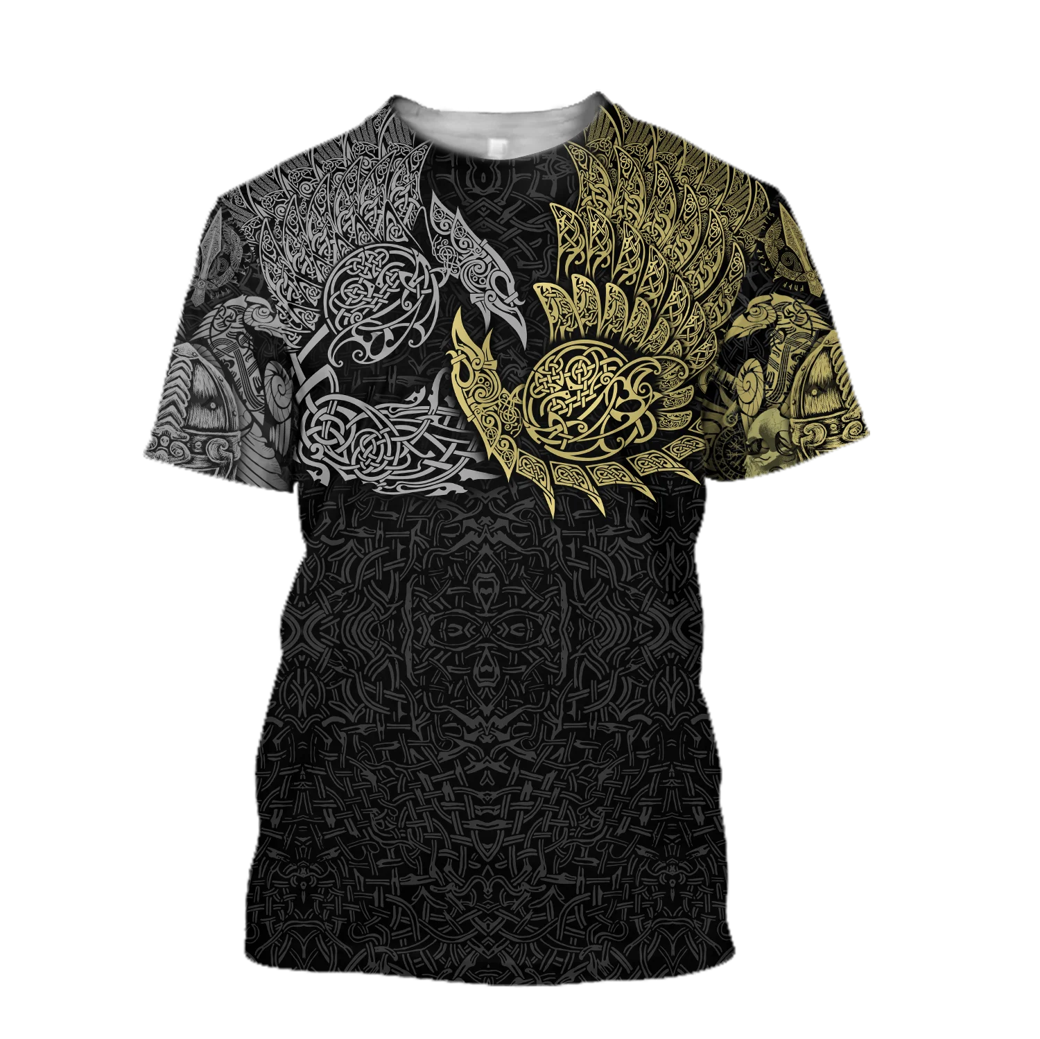 Summer 2022 Viking Mystic Ancient Symbol Charm with Men's Printed T-shirt O Neck Short Sleeve Oversized Loose Street Casual Top