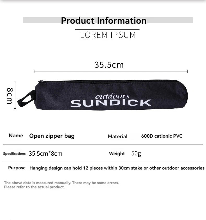 SUNDICK Outdoor Camping Accessories Storage Bag, Miscellaneous Bag, Pencil Case, Pegs Storage Bag, Zipper Round Bag