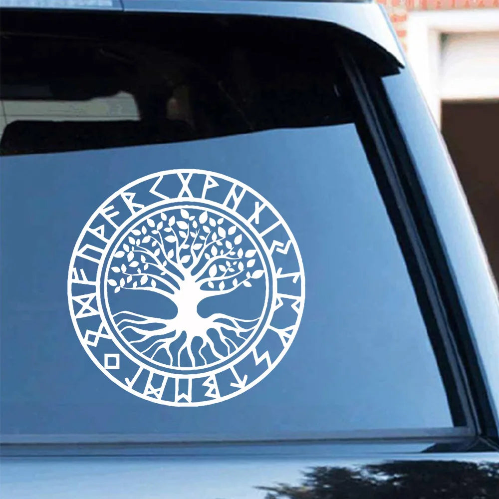 15cm Cartoon Viking Rune Fun Personality Car Window Body Cover Scratches Stickers Stylish, Cute, Exterior Parts PVC Accessories