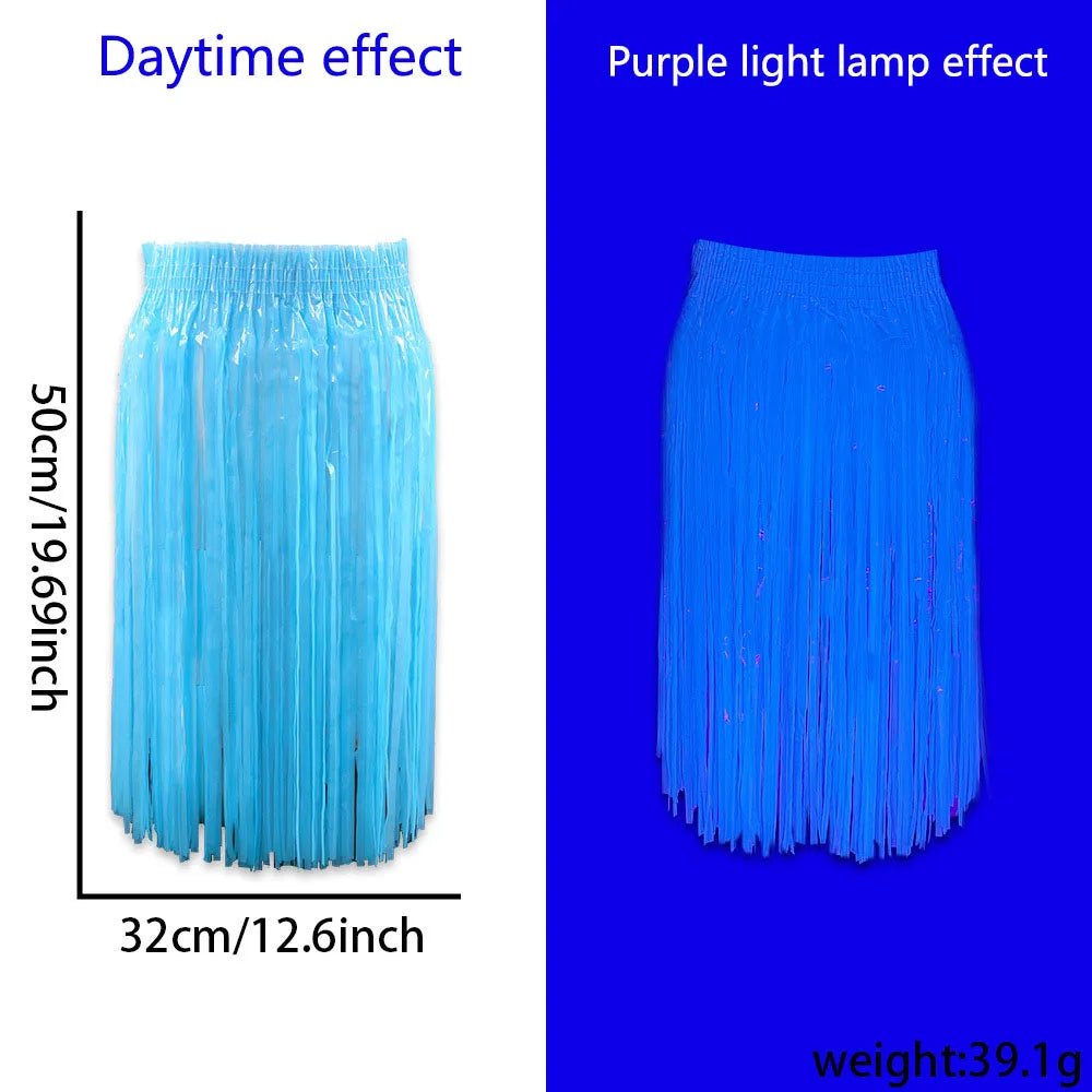 50cm Fluorescent Tinsel Skirts | Adult & Kids' Dance Performance Half-Skirts | Halloween Neon Party Decor & Fringe Dresses