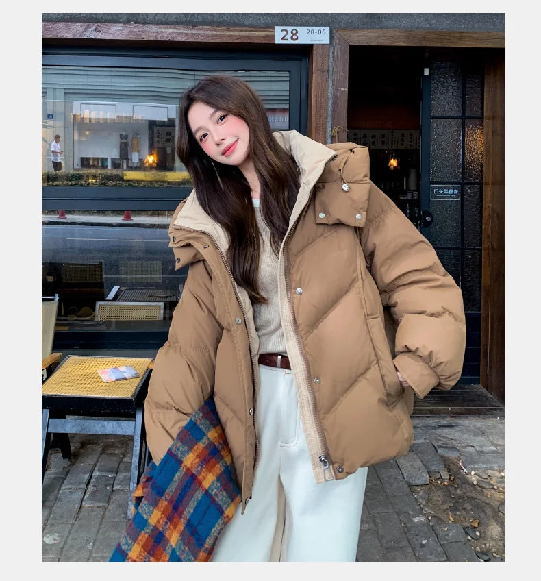 2025 Women Clothing Short Cotton Coat Winter New Style Loose Fit Thickened Petite Cotton Jacket Cold Protection Bread Parkas