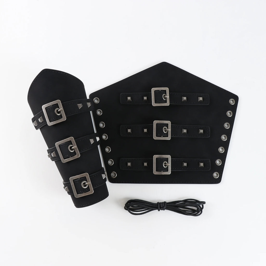 2 Pack Faux Leather Wristbands Viking Medieval Arm Guards Wristbands Halloween Accessories