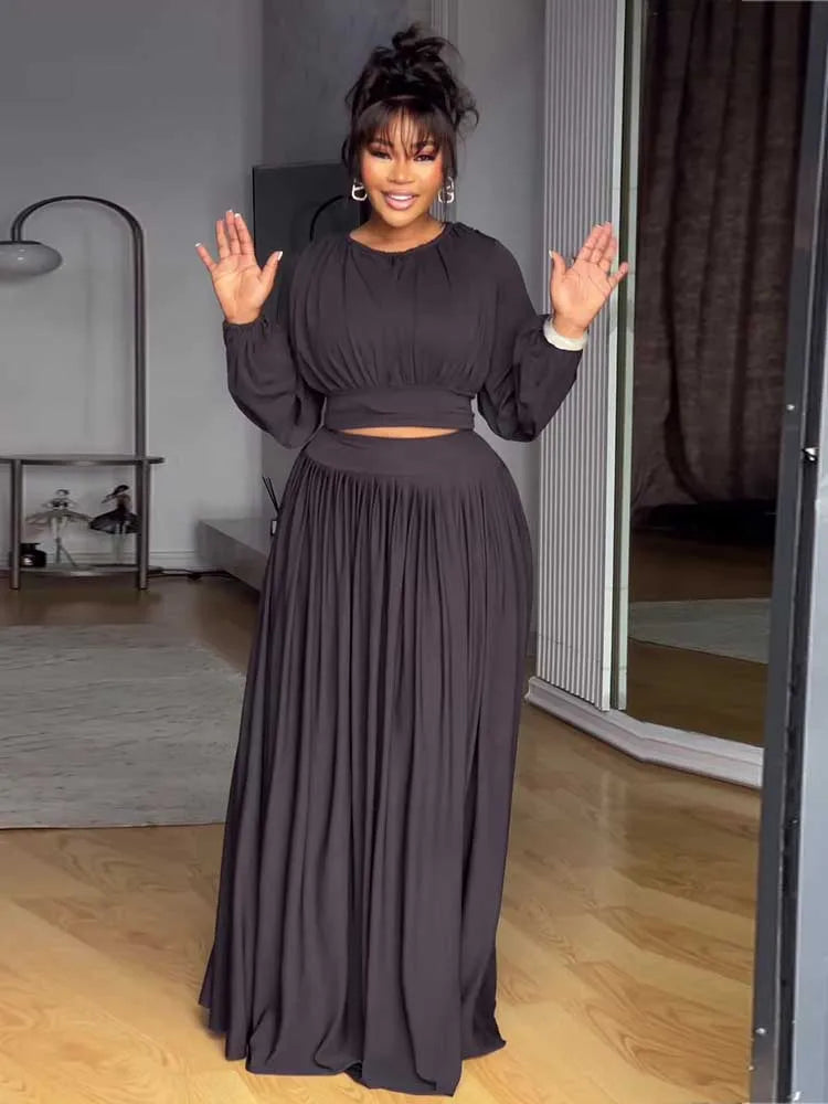 Female Clothing Autumn 2-piece Sets for Women Long Sleeve Top and Long Skirt Set Ladies Casual Dress Set Wholesale Dropshipping