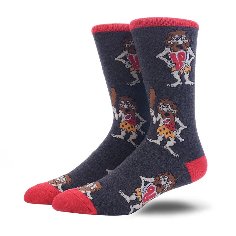 Men's Hip Hop Harajuku Socks Shark Clown Skateboarding Oil Painting Animal Mid-cut funny socks
