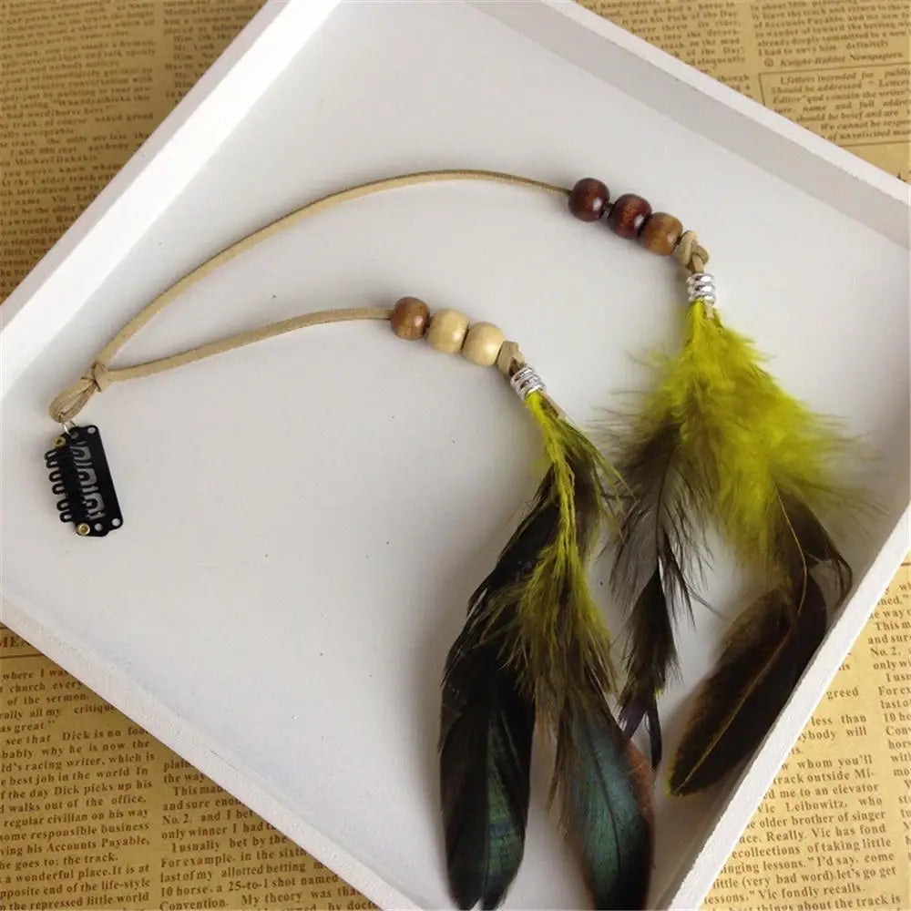 Bohemian Feather Hairband Women's Festive Masquerade Carnival Hippies Costume Indian Prom Gypsy Long Tassel Hair Accessories