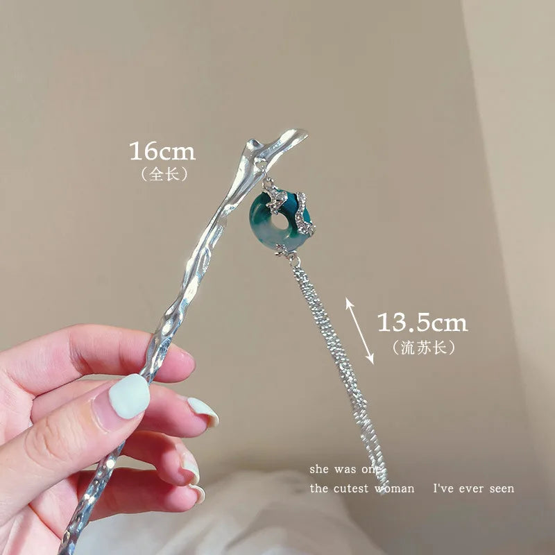 Elegant Flower Tassel Hairpin For Women Exquisite Neo-chinese Style Metal Hair Stick Girls Fashion Jewelry Hair Accessories