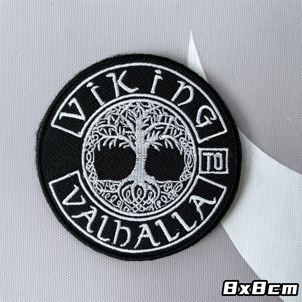 Viking Symbol Tree of Life Axe Embroidered Patches Tactical Morale Badge Backpack Hook and Loop Sticker
