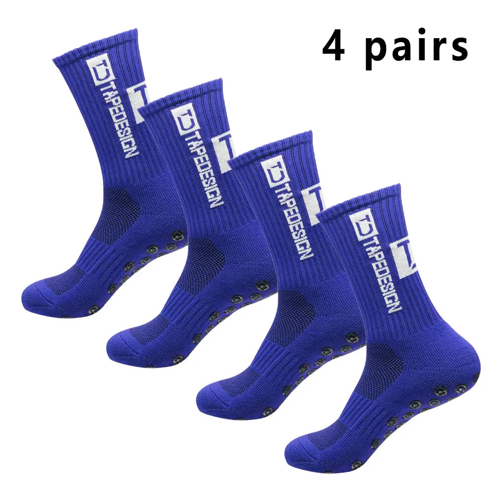 4 pairs of football socks sports socks men's mid-calf socks silicone non-slip dot socks basketball yoga socks