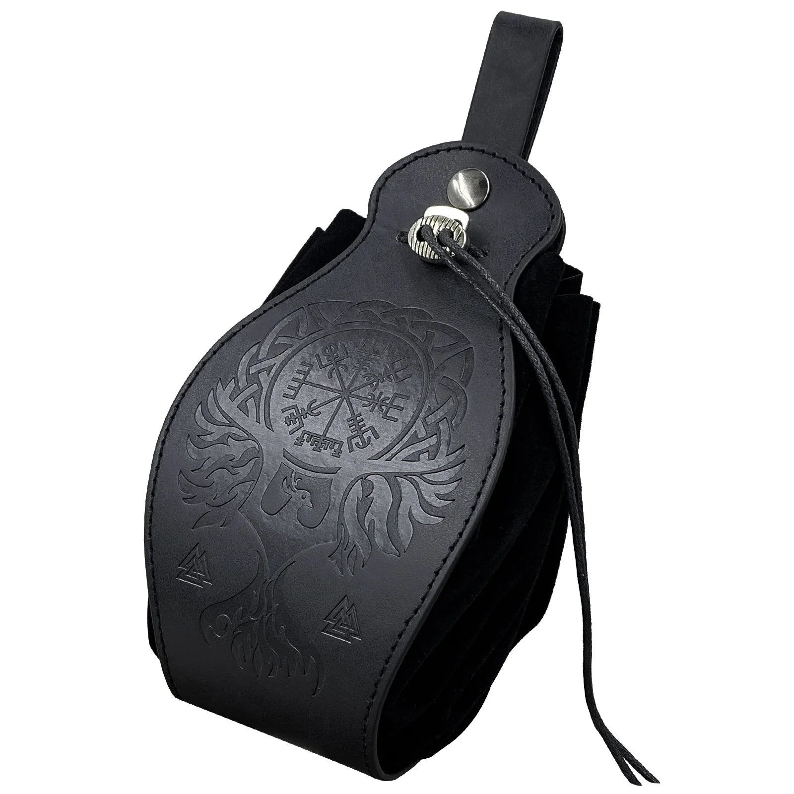 Vikings Rune Pouch String Coins Drawstring Bag Costume Vintage Halloween Accessory Leather Suede Medieval Loop Belt Kit Adult