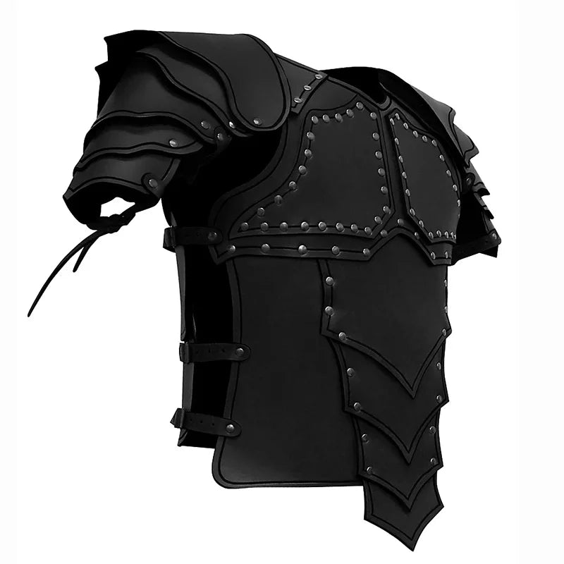 Medieval Viking Knight Pirate Cosplay Costume Body Shoulder Armor Set Steampunk PU Leather Vest Armour Larp Outfit Pauldrons Men