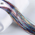 100 Strands Hot Sale Synthetic Hair Sparkly Hair Tinsel Hair Extension Bling Silk Glitter Rainbow  Color