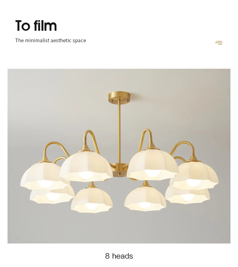 Light Luxury Cream Style Living Room Chandelier Bedroom Dining Room Brass Lamp Attic Lobby Hotel LED Home Lighting Decoration
