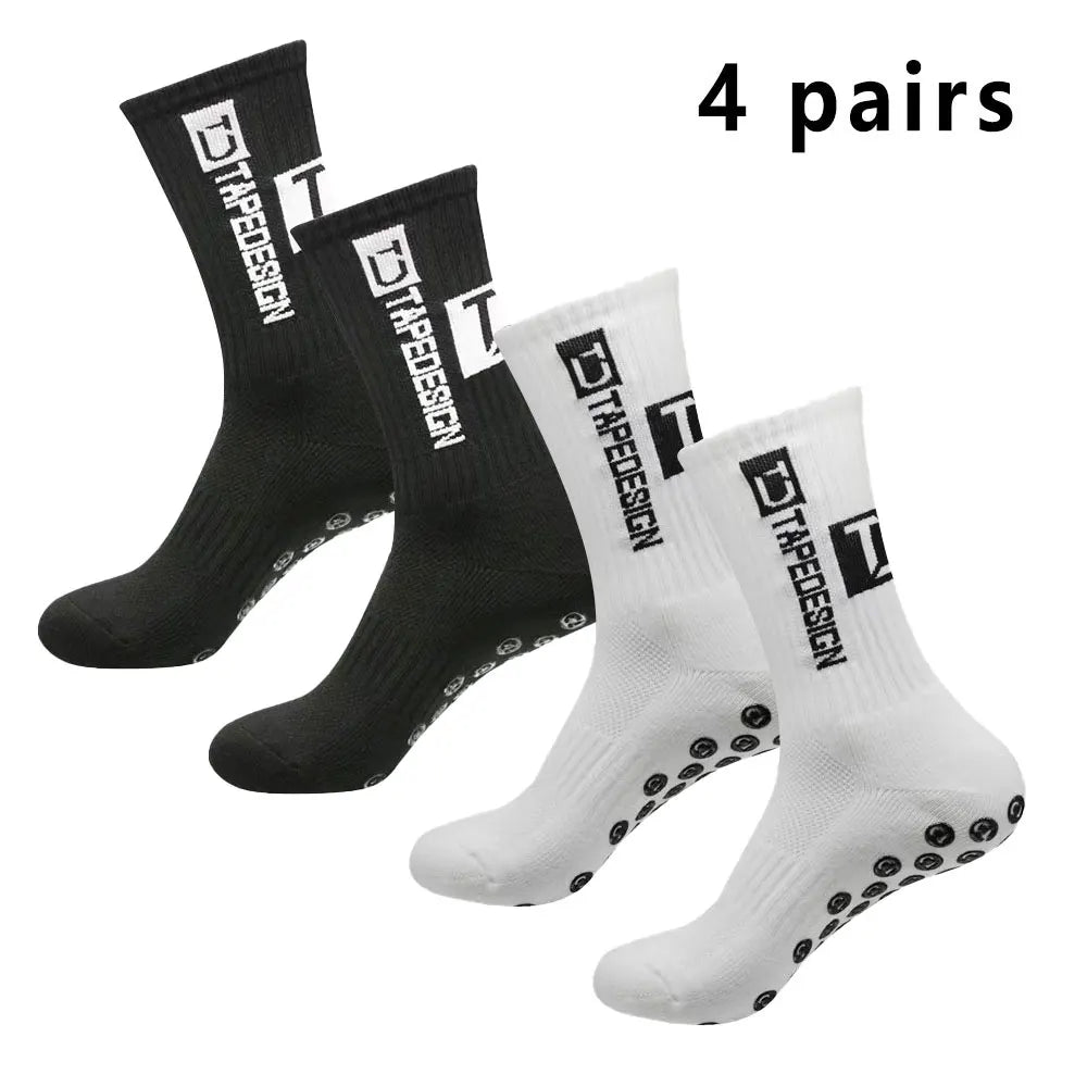 4 pairs of football socks sports socks men's mid-calf socks silicone non-slip dot socks basketball yoga socks