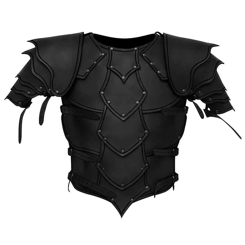 Medieval Viking Knight Pirate Cosplay Costume Body Shoulder Armor Set Steampunk PU Leather Vest Armour Larp Outfit Pauldrons Men
