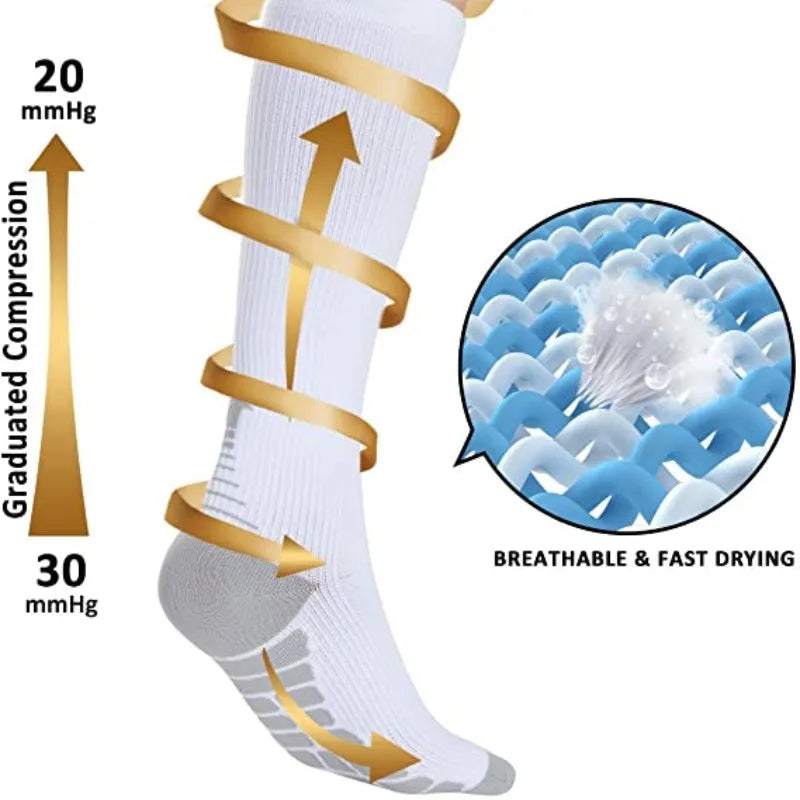 Unisex Compression Socks 30 Mmhg Sport Socks Soccer Football Socks Arrow Pattern Thigh Tube Socks Outdoor Running Fitness Socks