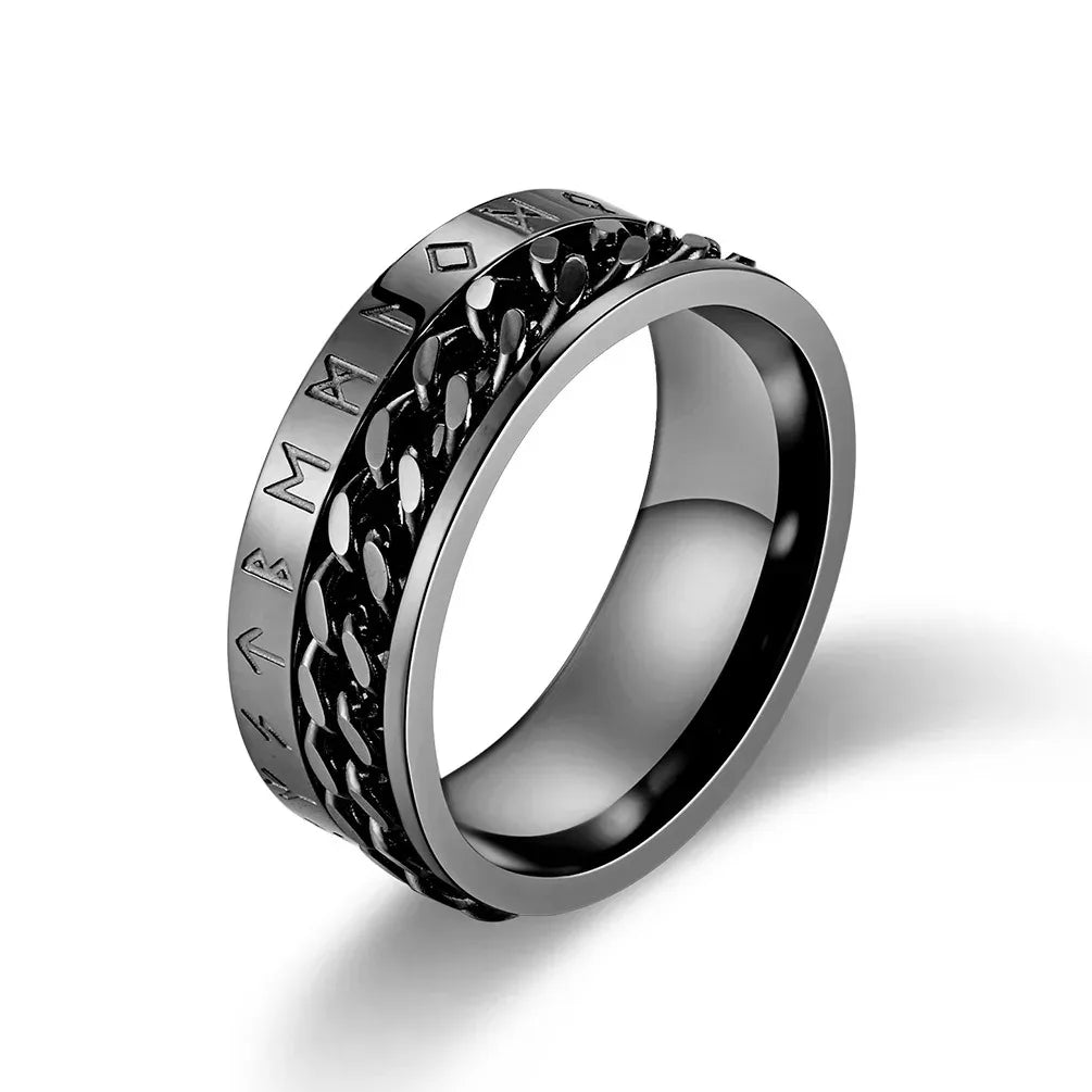 Vintage Viking Rune Rings For Men Women Retro Viking Stainless Steel Rotatable Fidget Anxiety Spinner Ring Retro Amulet Jewelry