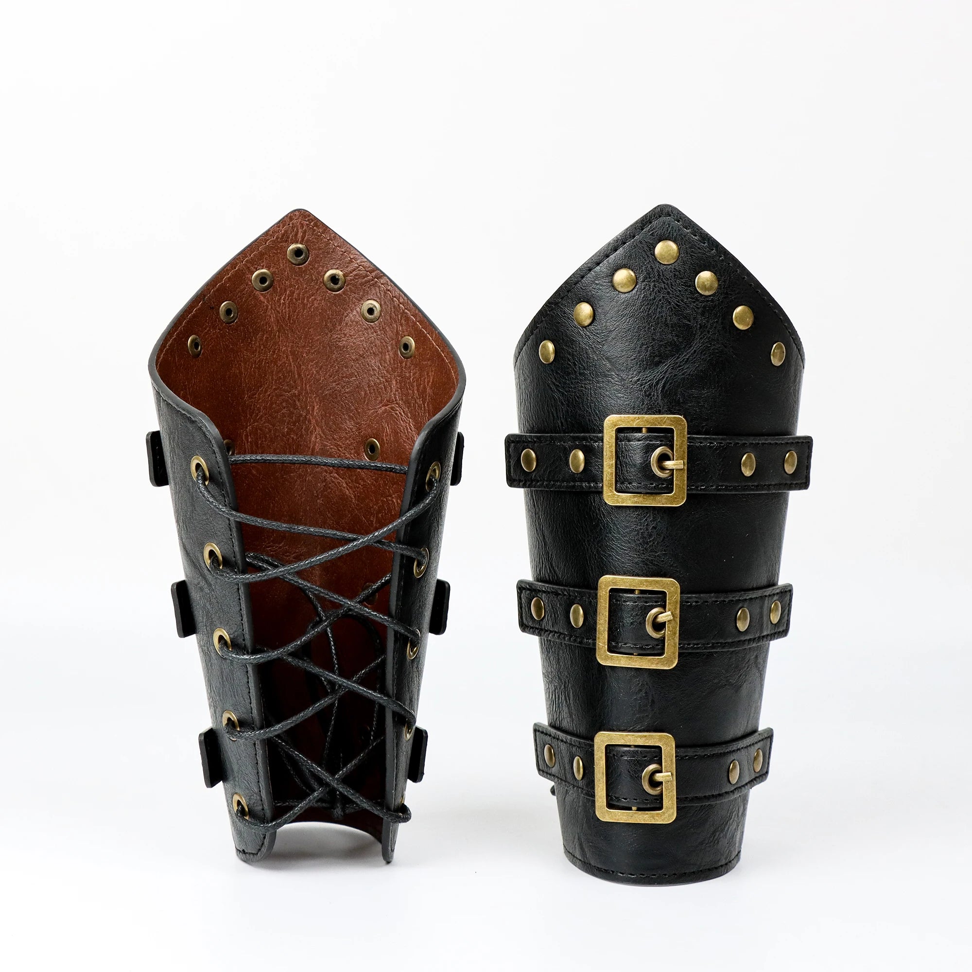 2 Pack Faux Leather Wristbands Viking Medieval Arm Guards Wristbands Halloween Accessories
